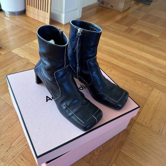 Acne Studios black calf Leather square-toe Bae Ankle Boots 36 - Picture 1 of 13